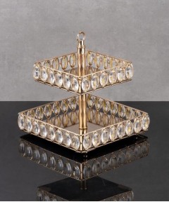 ZEYVE SILVER SQUARE STONE 2-LAYER ROUND SERVING DISH 25x25x25cm